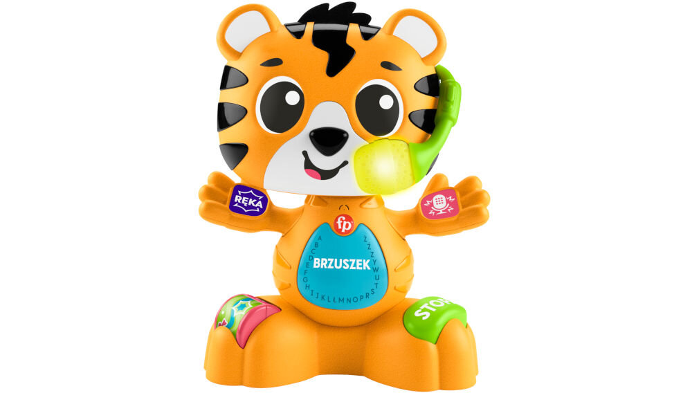 Zabawka interaktywna FISHER PRICE Link Squad Tygrysek Taniec i nauka HYL33 zabawki edukacyjne radość nauka rozwijanie podstawowych umiejętności skuteczne wsparcie rozwoju maluchów odkrywanie umiejętności interaktywna zabawa 