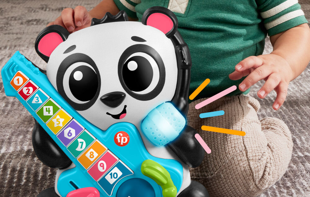 Zabawka interaktywna FISHER PRICE Link Squad Panda Liczenie i kształty HYL36 rozwesela dziecko pomaga w nauce piosenki dźwięki interaktywne elementy nauka liczenia kształtów kolorów rozwijanie umiejętności językowych  taniec śpiew radosna i przyjemna nauka 