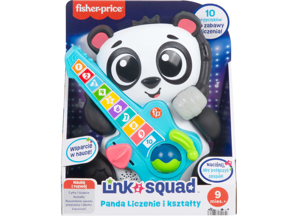 Zabawka interaktywna FISHER PRICE Link Squad Panda Liczenie i kształty HYL36 dobry prezent dla każdego malucha kolorowa przyjazna postać Pandy przyciąga uwagę dziecka interaktywne funkcje długotrwała zabawa podarunek na urodziny święta dzień dziecka godziny ekscytującej zabawy i radości 