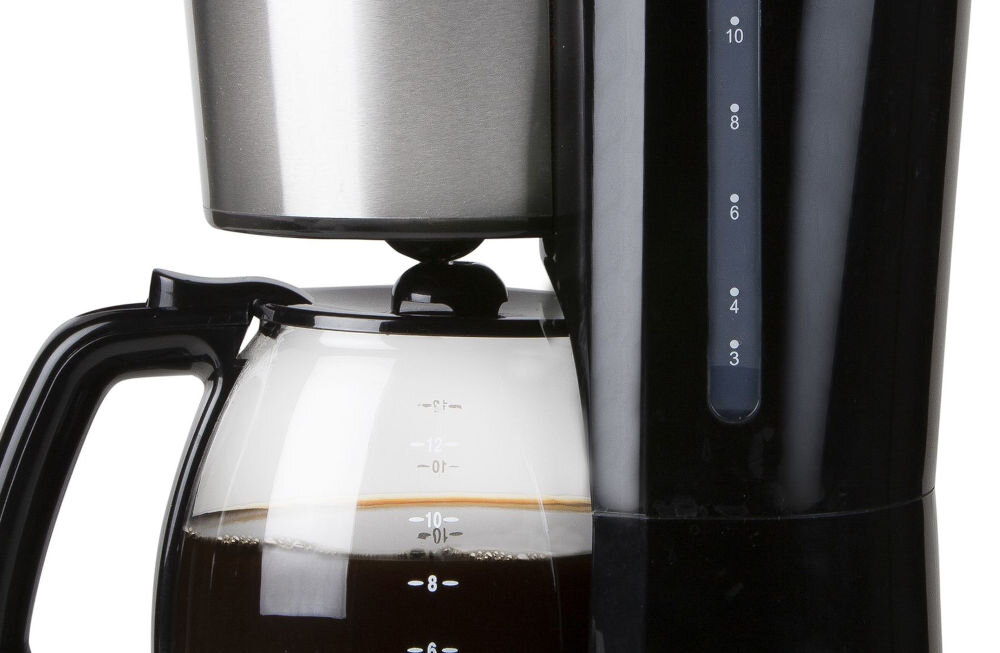 Ekspres DOMO DO708K moc 1000 W wymiary pojemność 1,5 l 12 filiżanek kawy jednocześnie dla rodzin do biur wygoda duża ilość kawy 