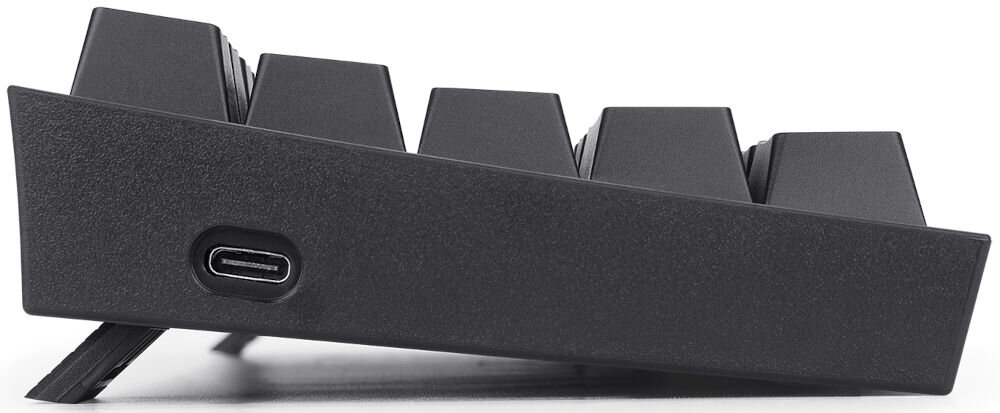 Klawiatura REDRAGON Fizz Pro K616-RGB kompatybilna z systemami operacyjnymi Windows MacOS Linux, produkt na białym tle, bok z widocznym portem USB-C