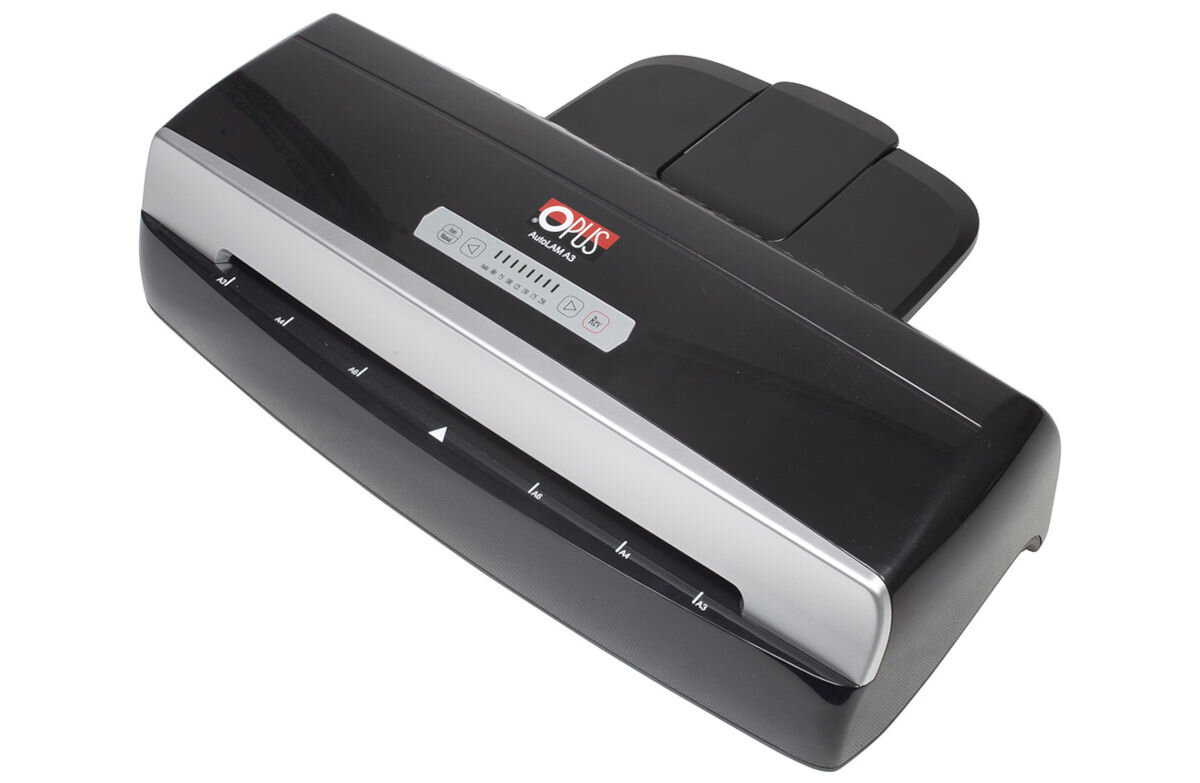 Laminator OPUS autoLAM A3 Szerokość laminacji 420 mm, Nagrzewanie 1 min czas nagrzewania 1 minuta moc 1700 W prędkość laminacji do 1500 mm/min standardowe zasilanie