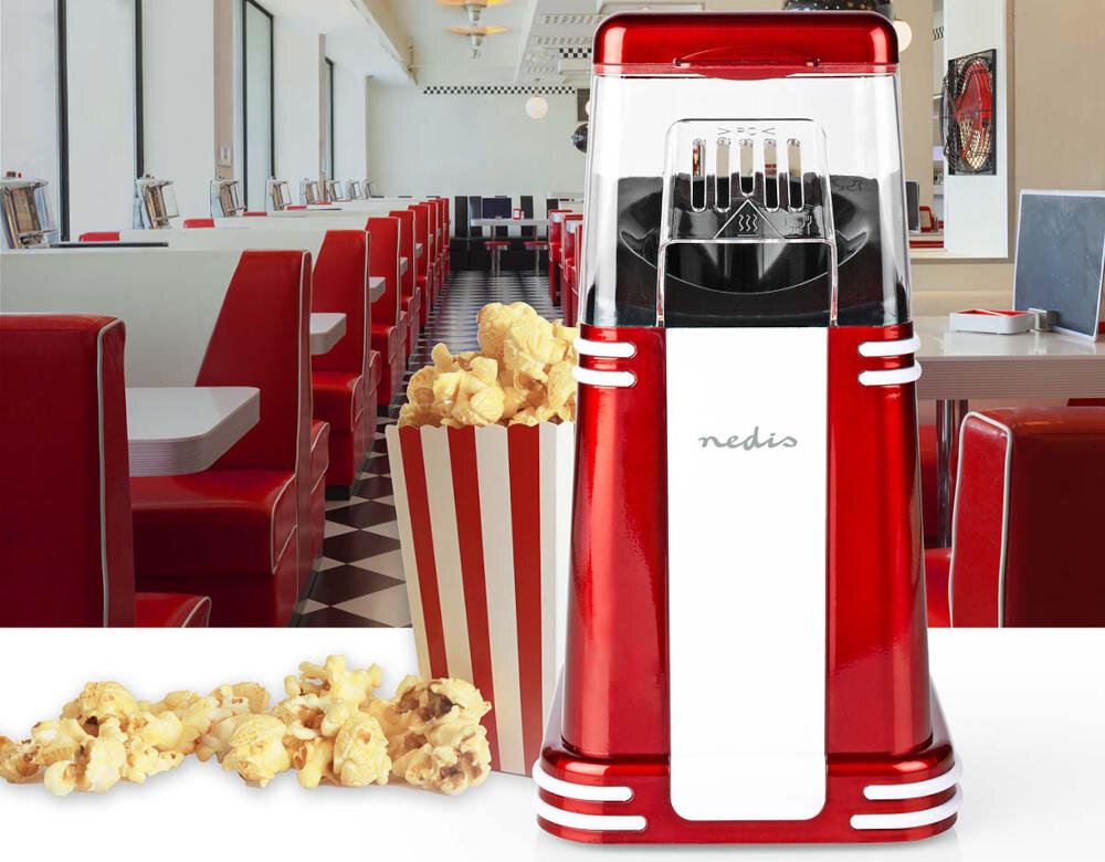 Maszyna do popcornu NEDIS FCPC100RD bez oleju gorące powietrze popcorn