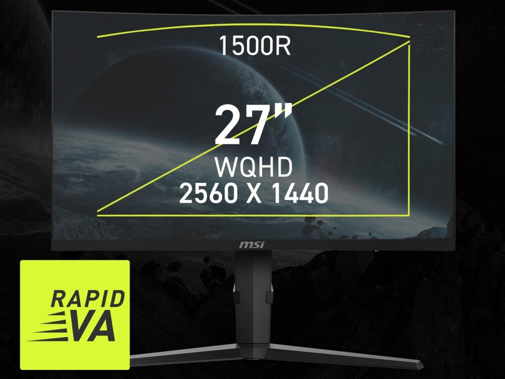 Monitor MSI MAG 275CQPF 27 2560x1440px 180Hz 0.5 ms [GTG] Curved przekątna rozdzielczość matryca VA obraz