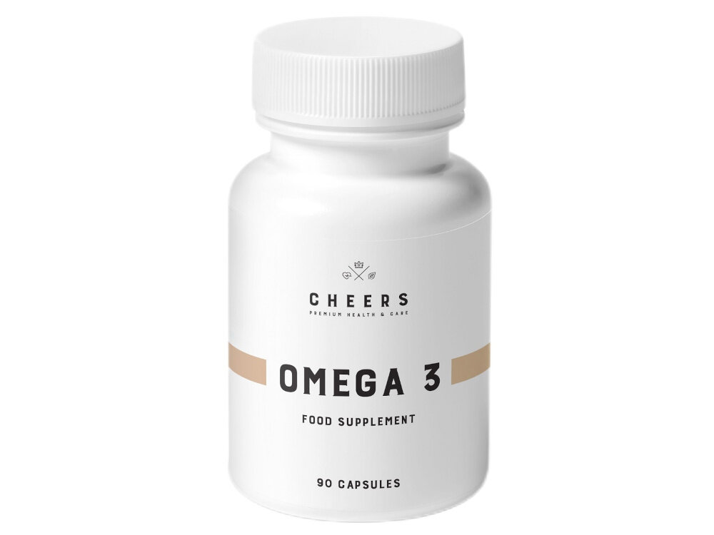 Kwasy Omega 3 CHEERS 90 kapsułek przyjaza dla wegetarian i wegan etykieta nie zawiera sztucznych barwnikow konserwantow zbednych dodatkow naturalne skladniki wysoka biodostepnosc skladnikow aktywnych