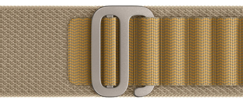 Pasek do Apple Watch (44//45/46/49mm) L Beżowy (Tytan naturalny) jednolita bezszwowa konstrukcja trwałe włókna wierchnie pętle tytanowa klamra w kształcie litery g