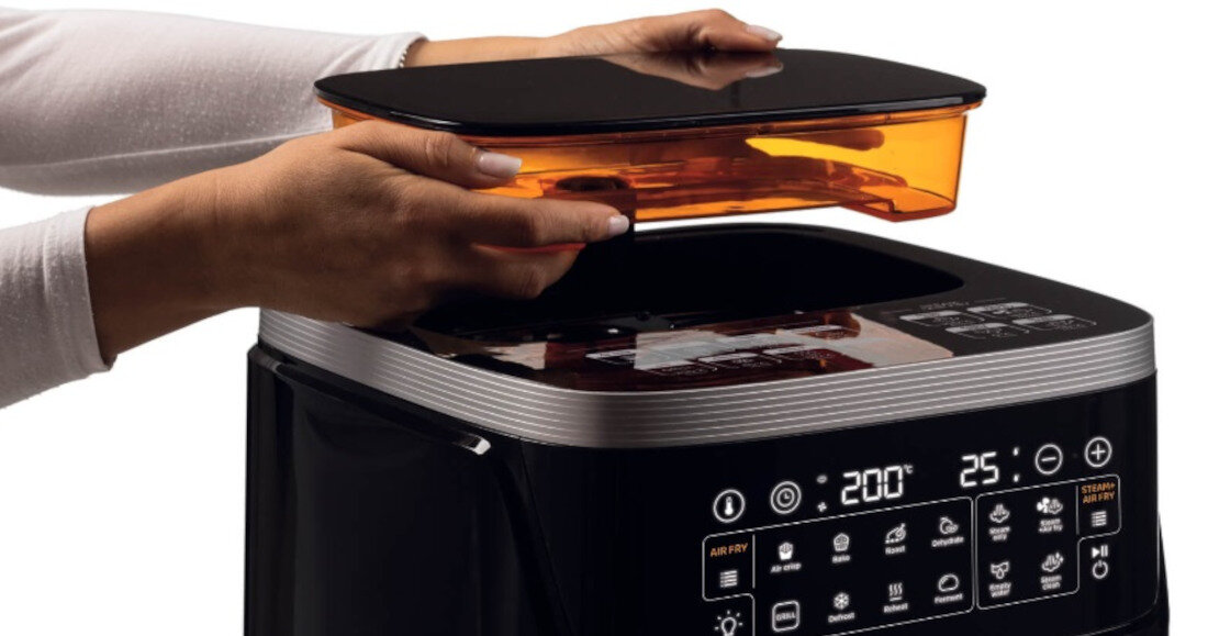 Frytkownica beztłuszczowa ARIETE 4636/00 Air Fryer Funkcja gotowania na parze zbiornik na wodę pojemność Tryb parowy czas potrawy