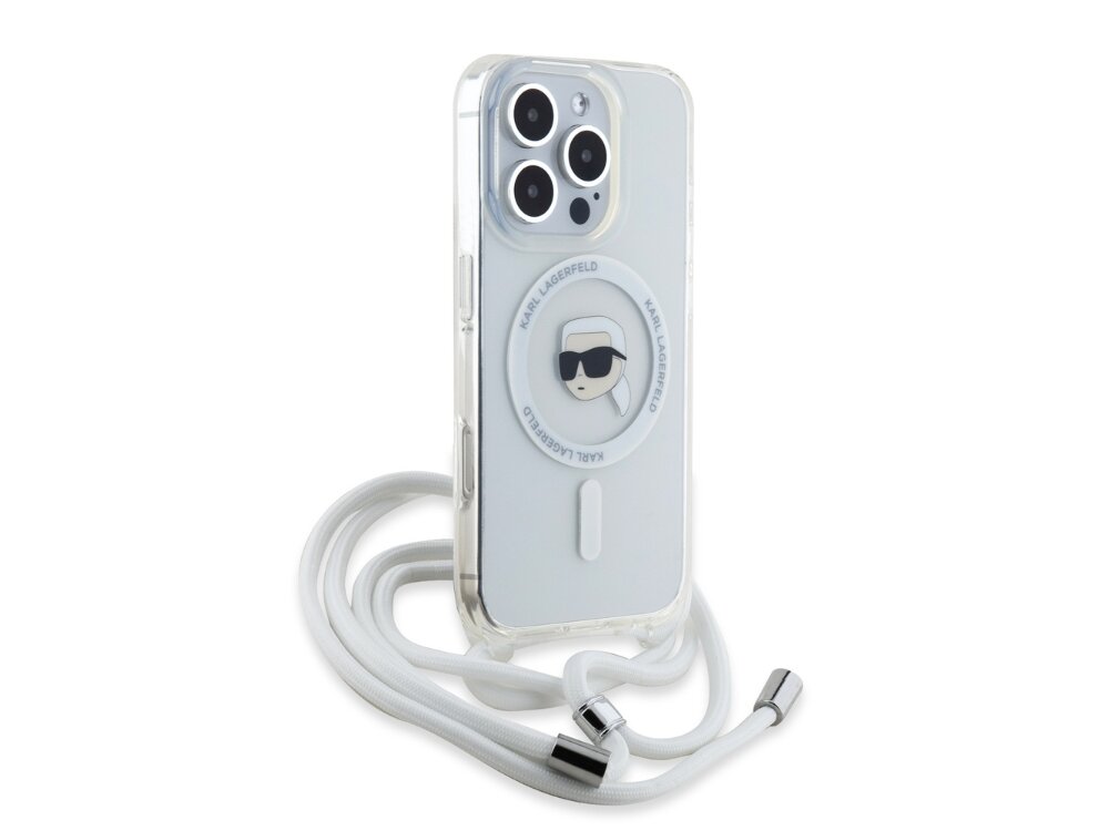 Etui KARL LAGERFELD Crossbody IML Karl Head MagSafe do Apple iPhone 16 Pro Max Transparentny transparentny design projektant elegancja magsafe ładowanie