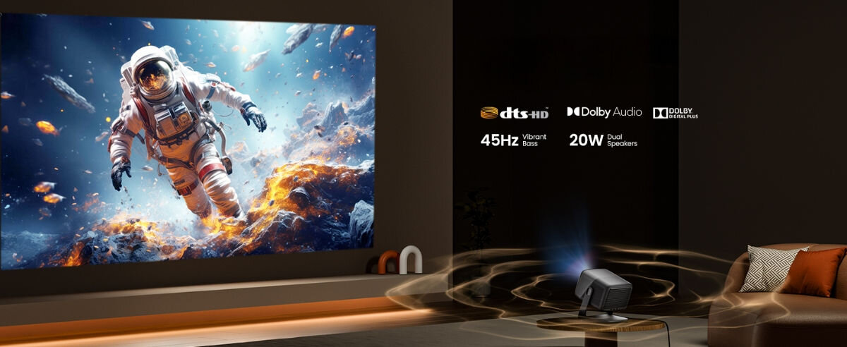 projektor JMGO N1S Ultra - Wyjątkowa jakość dźwięku z JMGO Master Sound, DTS-HD