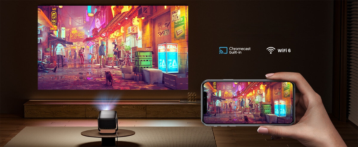 projektor JMGO N1S Ultra - Bezprzewodowe przesyłanie treści z Chromecast