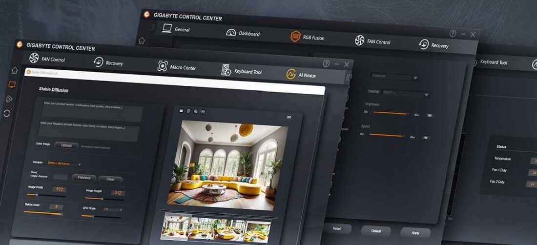 Centrum sterowania GIGABYTE z funkcjami AI. - Centrum sterowania GIGABYTE 