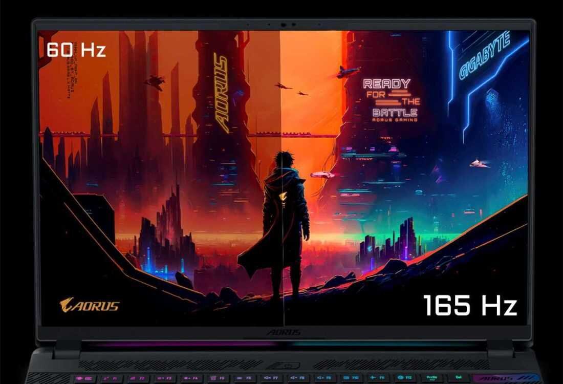 GIGABYTE Aorus 16X to laptop gamingowy z jasnym ekranem WQXGA 165 Hz, oferujący intensywne kolory i płynność obrazu.- WQXGA (2560x1600) 165 Hz
