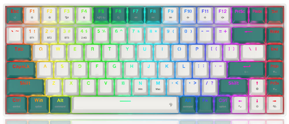 Klawiatura K678WG-RGB-PRO Singed 
					efektowne podświetlenie RGB oferujące różnorodne efekty świetlne, możliwość regulacji intensywności podświetlenia, podświetlenie ułatwiające pracę w warunkach słabego podświetlenia
					produkt na białym tle
