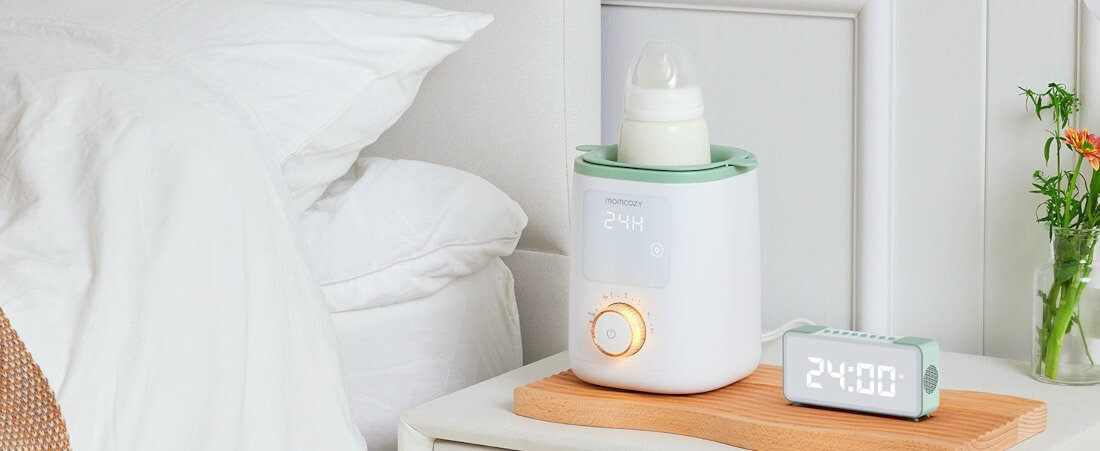 Podgrzewacz do butelek MOMCOZY MW002-WH10NB-A Nutri Smart Biały Łatwa obsługa w trzech krokach automatycznie utrzymuje ciepło czas pokarm potrzeba