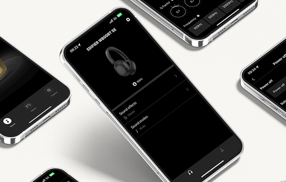 Słuchawki nauszne EDIFIER W800BT SE muzyka, dźwięk, aplikacja, profile