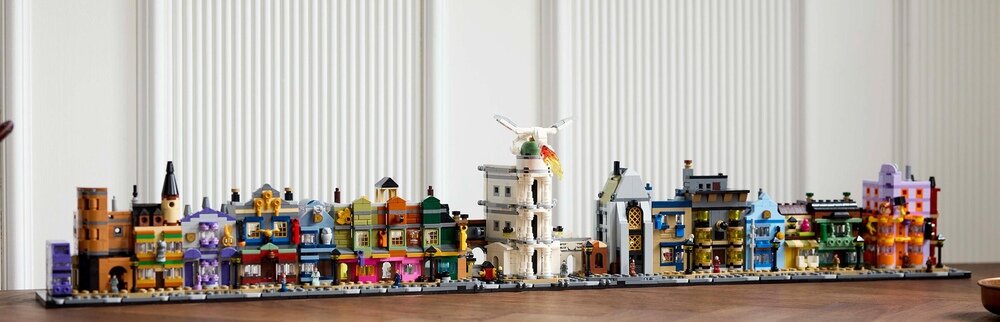 LEGO 76444 Harry Potter Magiczne sklepy na Ulicy Pokątnej pełen model,  12 unikalnych mikrofigurek LEGO Harry Potter ozdoba sekcje budynki 