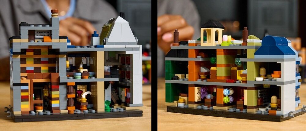 LEGO 76444 Harry Potter Magiczne sklepy na Ulicy Pokątnej dwie sekcje budynków, prezent dla dorosłych 