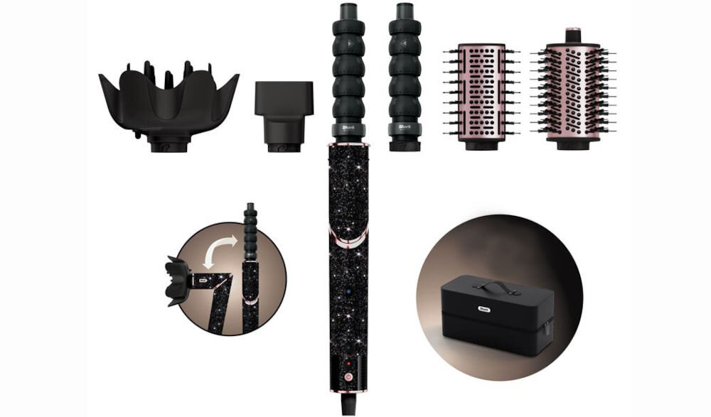 SHARK Flexstyle HD440JBEU фен і бігуді Діамантовий концентратор овальна щітка щітка для вирівнювання 2 автоматичні гребінці для завивки кейс посібник із зачіски документація