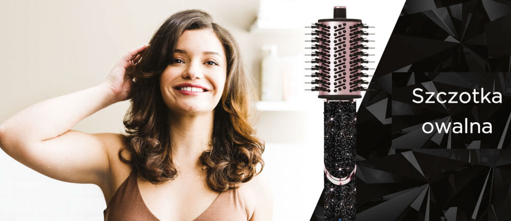 SHARK Flexstyle HD440JBEU Фен і бігуді Діамантова щітка для волосся Розгладжування Зменшення кучерявості Додання об’єму та еластичності Спеціальні згладжувальні волокна на заокругленому краї Ручка згладжує блиск волосся Розчісування волокон Ефективне розчісування волосся Гладкість Блискучий вигляд для щоденного догляду за волоссям Здорове та доглянуте волосся