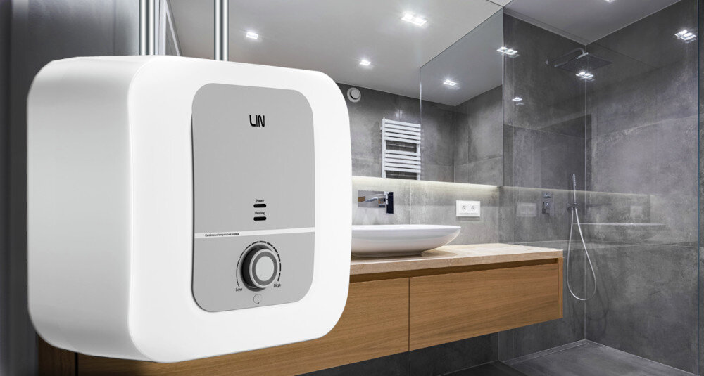 Bojler elektryczny LIN LIFUP1WH szybki wygodny dostęp ciepła woda moc 1500 W szybkie podgrzewanie wody oszczędność czasu anoda magnezowa ochrona przed korozją dluga żywotność poziom wodoodporności IPX4 bezpieczny bezpieczeństwo trwałość łatwa obsługa sterowanie regulacja temperatury łatwa szybka instalacja bez wysiłku funkcjonalność do małych pomieszczeń łazienek kuchni kompaktowe wymiary 341x341x290 mm