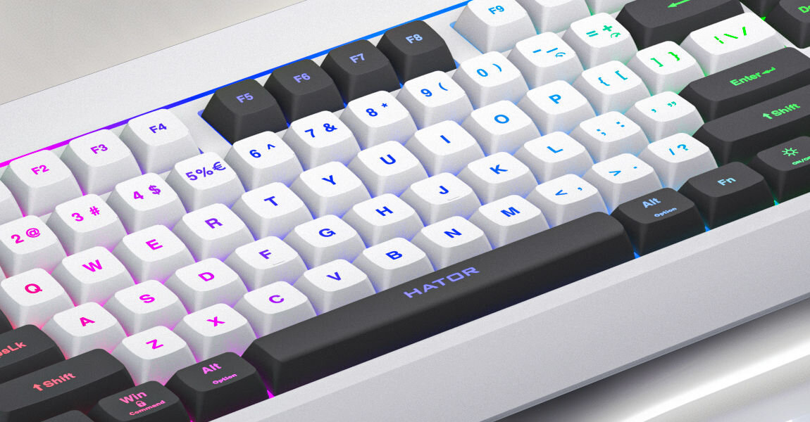 Klawiatura HATOR Icefall HTK401 Czarny
					dostosuj dynamiczne podświetlenie RGB, 8 oddzielnych stref z możliwością regulacji,
					zbliżenie na przyciski