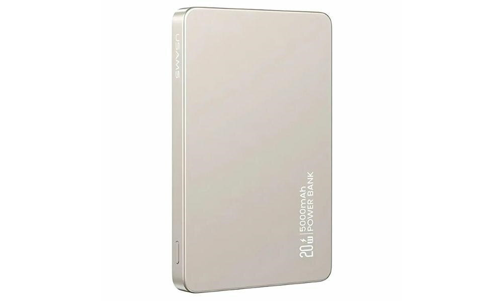 Powerbank indukcyjny USAMS US-CD231 5000 mAh waga obudowa, trwalosc, elegancja, stabilnosc, lekkosc, grubosc powerbanka