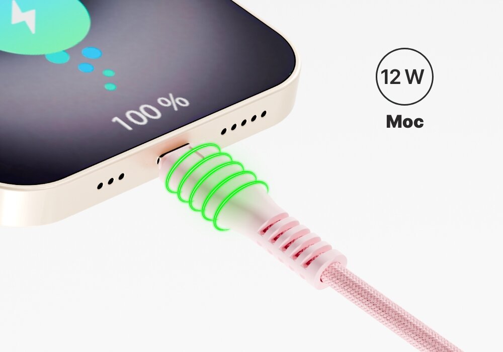 Kabel USB-C QUALO  podłączony do smartfona  