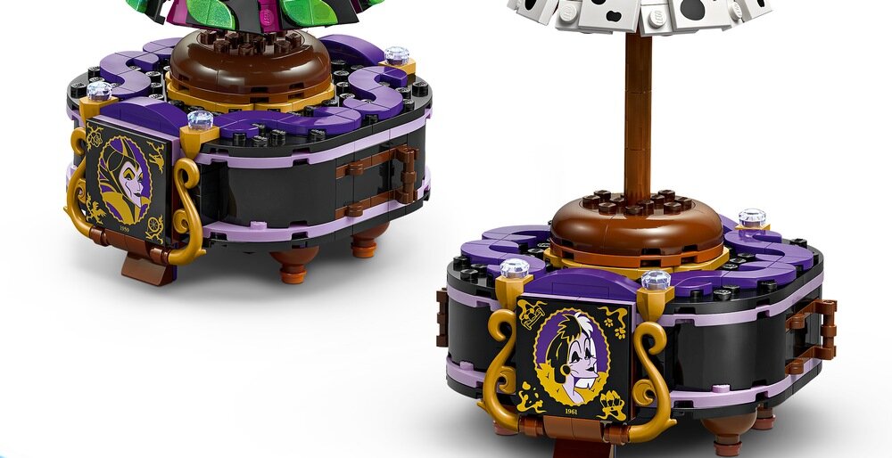 LEGO 43262 Disney Suknie Diaboliny i Cruelli De Mon detale, prezent dla dziewięciolatków 