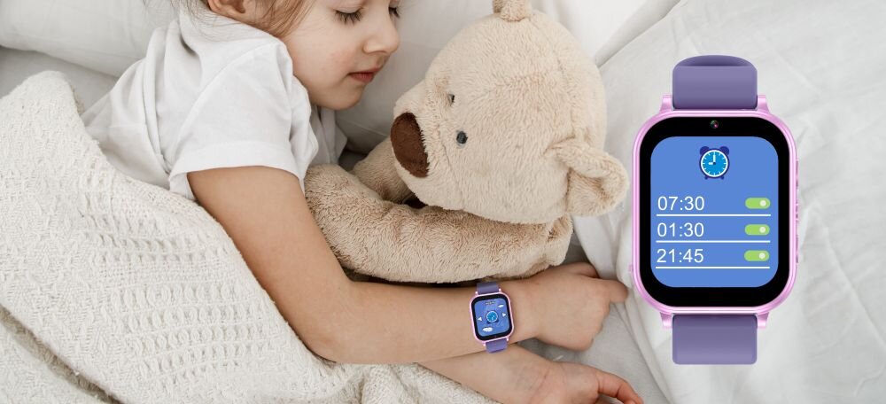 Smartwatch BEMI Kizzo dziecko śpi z misiem 