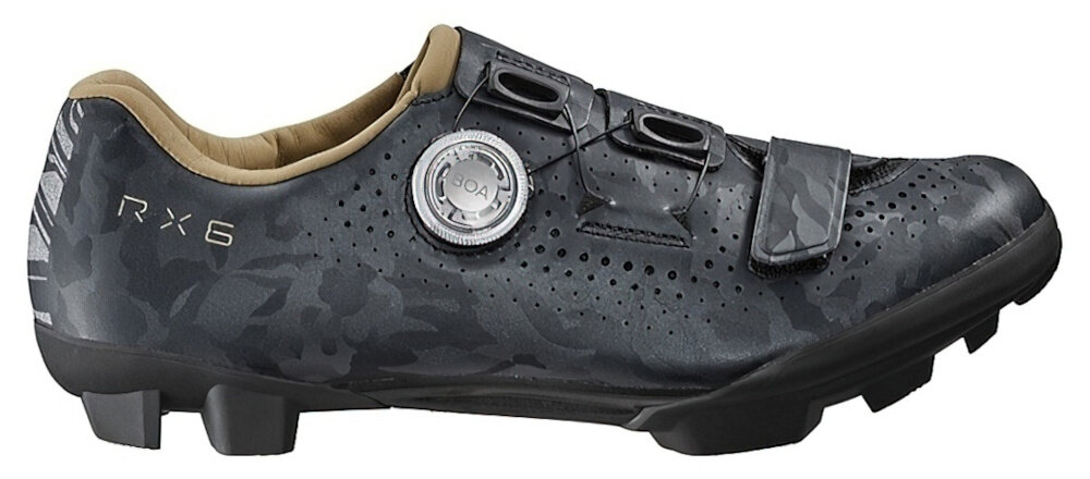 Buty rowerowe SHIMANO SH-RX600 Szary rozmiar 37 białe tło but widoczny z boku do jazdy gravelowej wydajność komfort zaawansowane technologie wysokiej jakości materiały stabilne pedałowanie