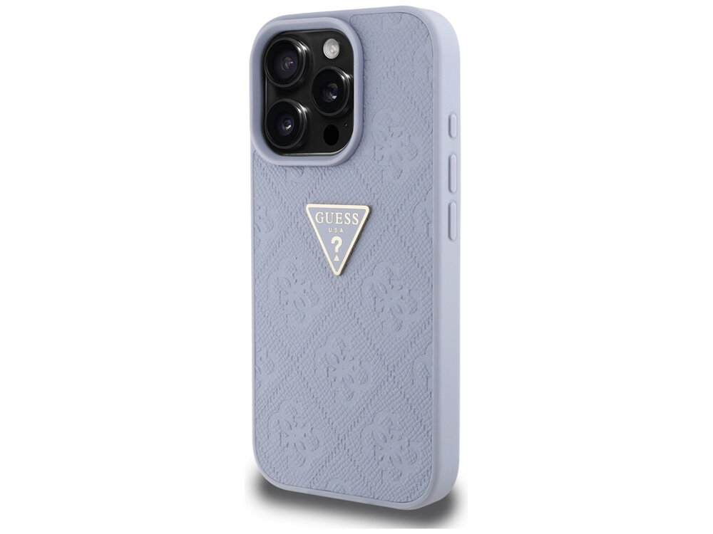 Etui Guess Hot Stamp 4G Pattern Triangle Metal Logo Pokrowiec pokazany z przodu estetyka trwałość ochrona dodatek stylowy wygląd