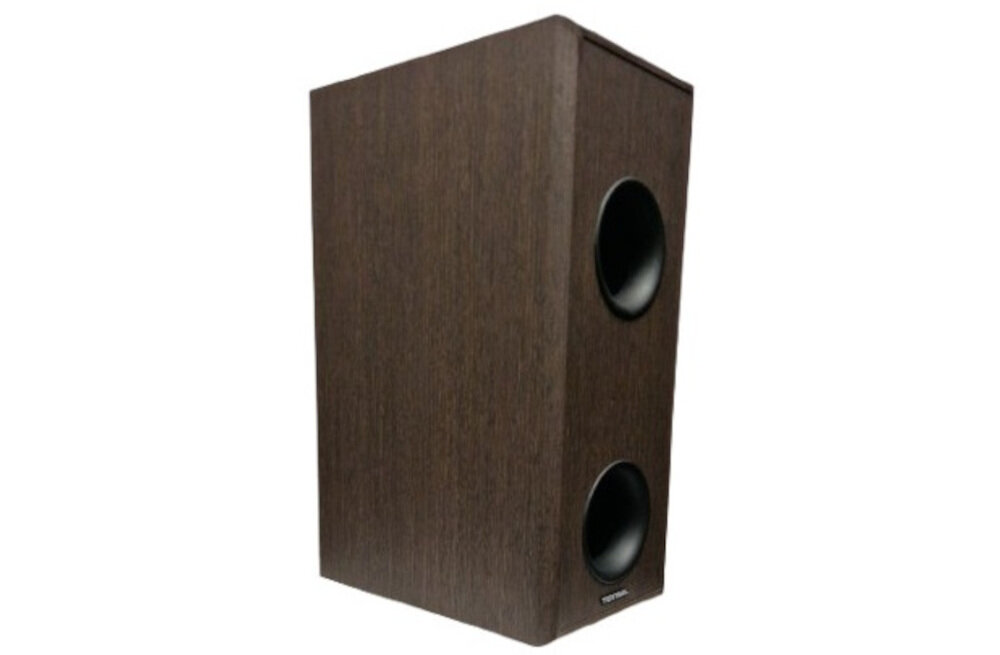 Subwoofer TONSIL AKTIV 200 A - Głośność i szybkie złącze, Skuteczność 91 dB, złącze LFE, Subwoofer po skosie na białym tle