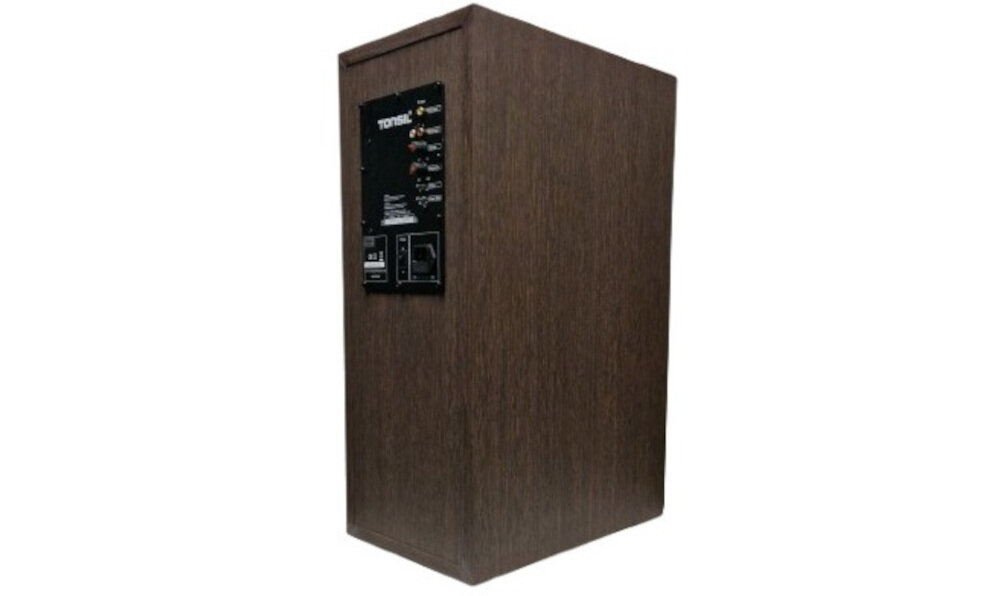 Subwoofer TONSIL AKTIV 200 A - Dopasowanie do systemu, Impedancja 8 Ω, Subwoofer po skosie od tyłu na białym tle