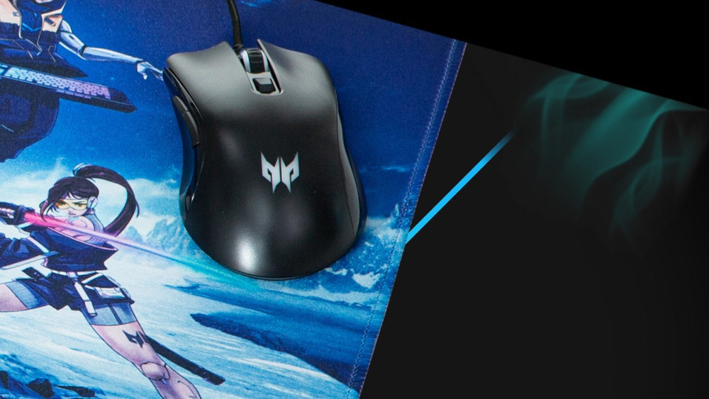 ACER Predator PMP470 misz i podkładka na czarno niebieskim tle