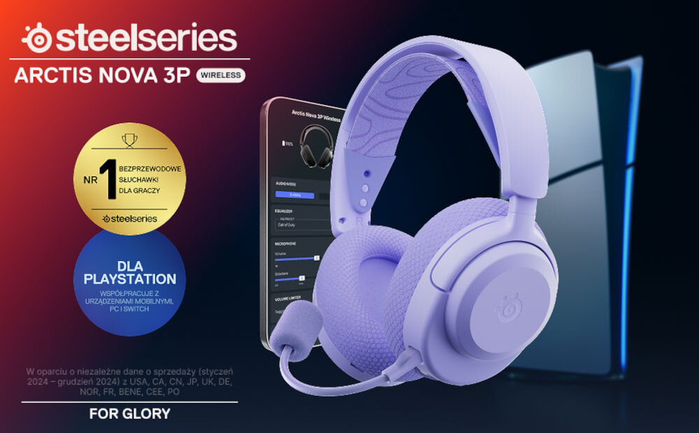 Słuchawki STEELSERIES Arctis Nova 3P - Dźwięk i komfort, słuchawki gsamingowe na tle smartfona i konsoli ps5