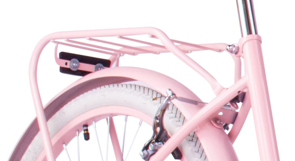 Rower młodzieżowy SUN BABY Flower Bike 24 cale dla dziewczynki Różowy zbliżenie na bagażnik zdjęcie na białym tle bagażnik łatwy transport odciążenie pleców wysoki komfort podróży solidna konstrukcja odporne na warunki atmosferyczne materiały