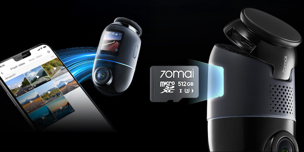 Wideorejestrator 70MAI X800 4K Omni Set Czerwony + Karta 70MAI SD 128 GB - Inteligentne połączenie, wideorejestrator ze slotem na karty microSD