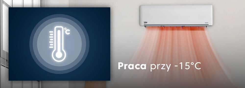 Klimatyzator Split, Pompa ciepła powietrze - powietrze BEKO BEEPGH 095/BEEPGH 096 2.6 kW z usługą montażu Praca nawet przy -15 stopniach Tryb ogrzewania czy osuszania