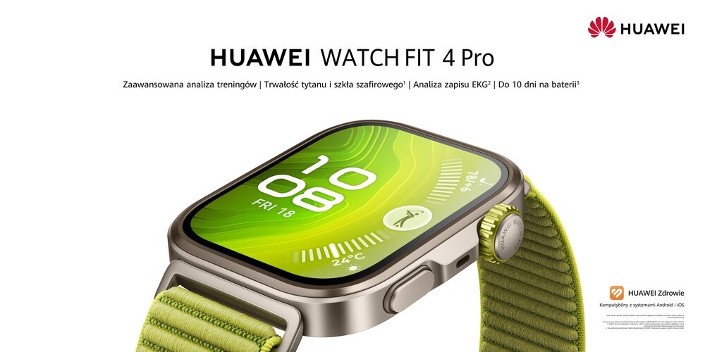 Smartwatch HUAWEI Watch Fit 4 Pro kv początek opisu
