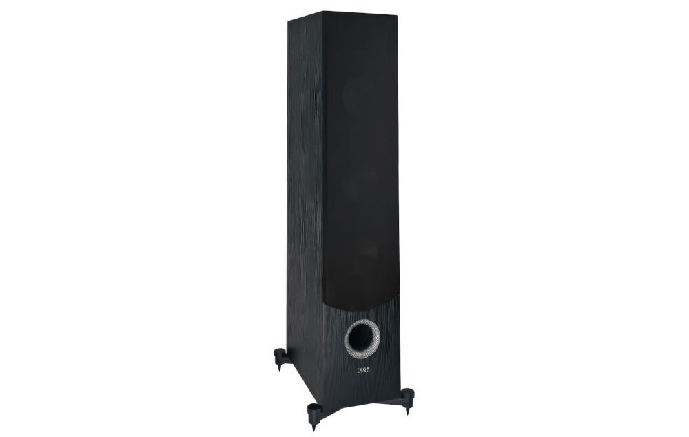 Kolumna głośnikowa TAGA HARMONY Platinium F-100 V.4 - Moc, która daje możliwości, moc RMS i maksymalna do 190 W, kolumna głośnikowa po skosie na białym tle