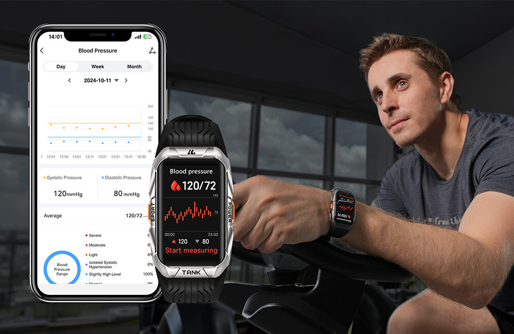 Smartwatch KOSPET Tank X2 pomiary na ekranie  
