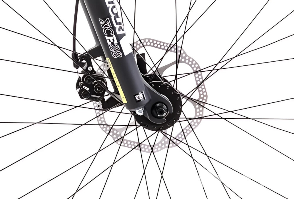 Rower górski MTB ROMET Jolene 7.1 D19 27.5 cala damski Granatowy zbliżenie na tylny hamulec podstawa bezpieczeństwa hamulce tarczowe mechaniczne sprawdzają w każdych warunkach pogodowych i na każdej trasie bardzo duża siła hamowania hamulce z przodu i z tyłu podwójny pakiet bezpieczeństwa
