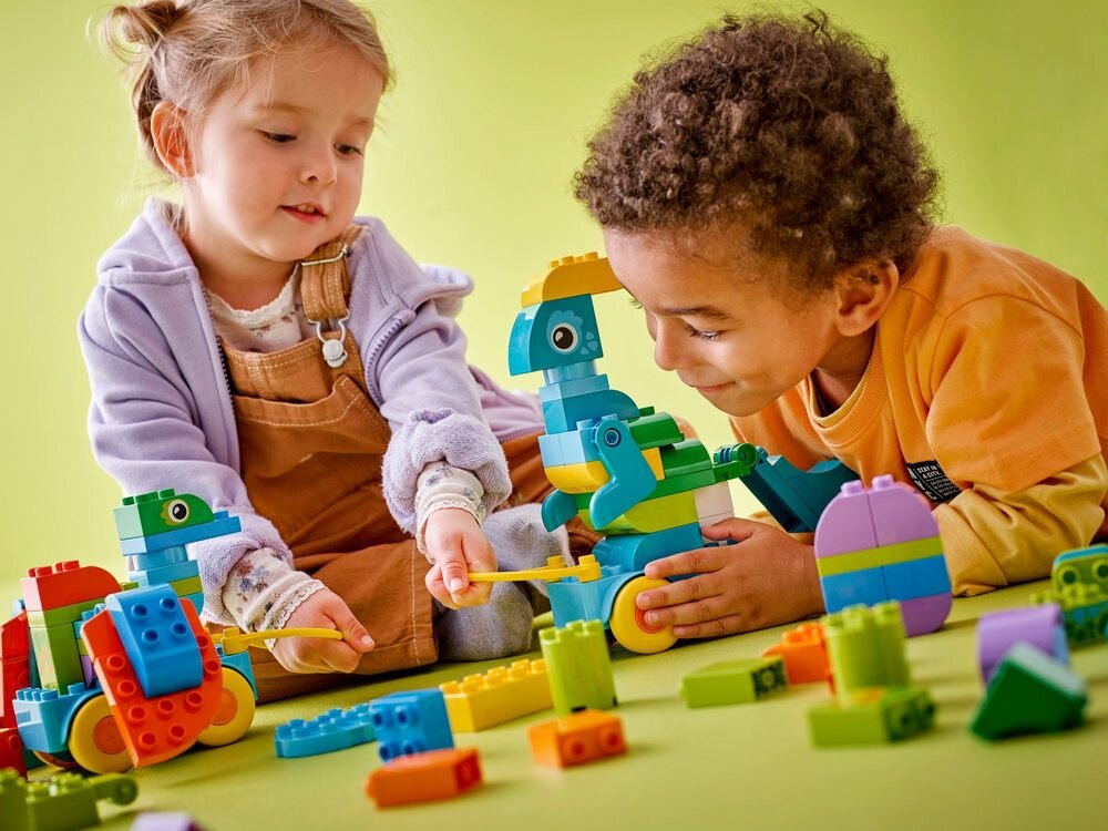 LEGO 10451 DUPLO 3 w 1 Dinozaury na kółkach łatwe w układaniu klocki edukacyjna zabawka  