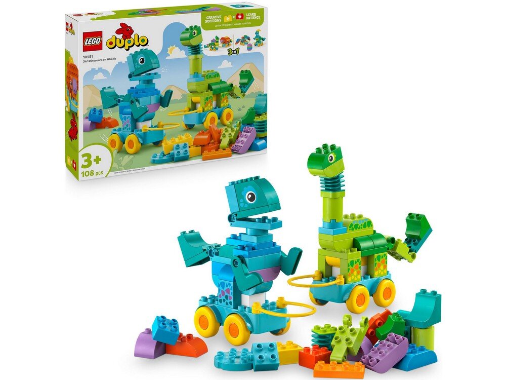 LEGO 10451 DUPLO 3 w 1 Dinozaury na kółkach Zestaw 
