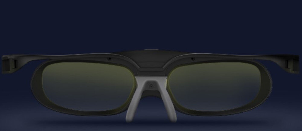 Okulary 3D XGIMI do projektora silikonowy uchwyt komfort wygodne dopasowanie, okulary od wewnątrz, na ciemno-niebieskim tle