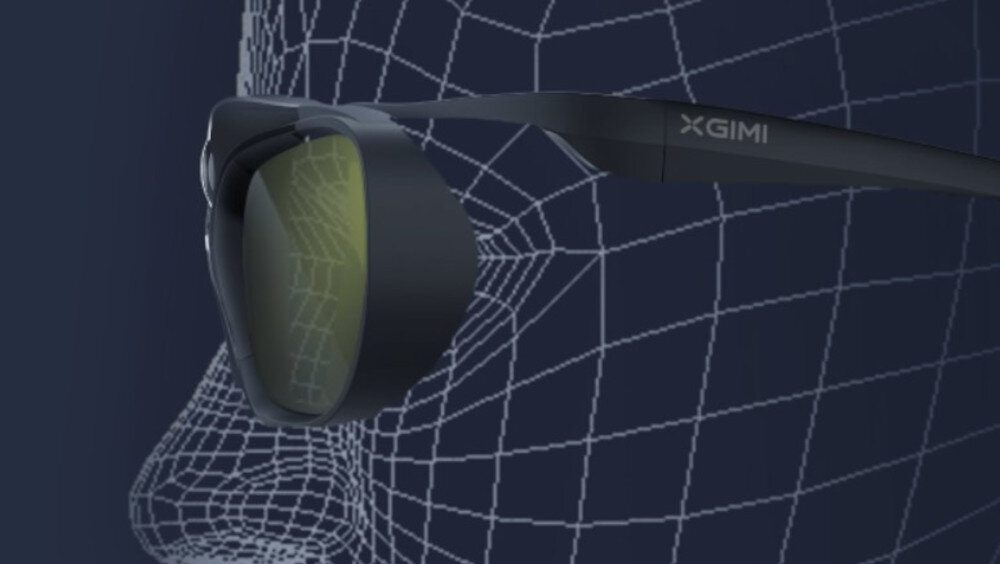 Okulary 3D XGIMI do projektora dopasowanie twarzy blokada światła bocznego, wizualizacja osoby z założonymi okularami 3d