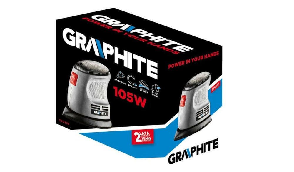 GRAPHITE-59G335 szlifierka oscylacyjna urządzenie króciec papier ścierny instrukcja karta gwarancyjna