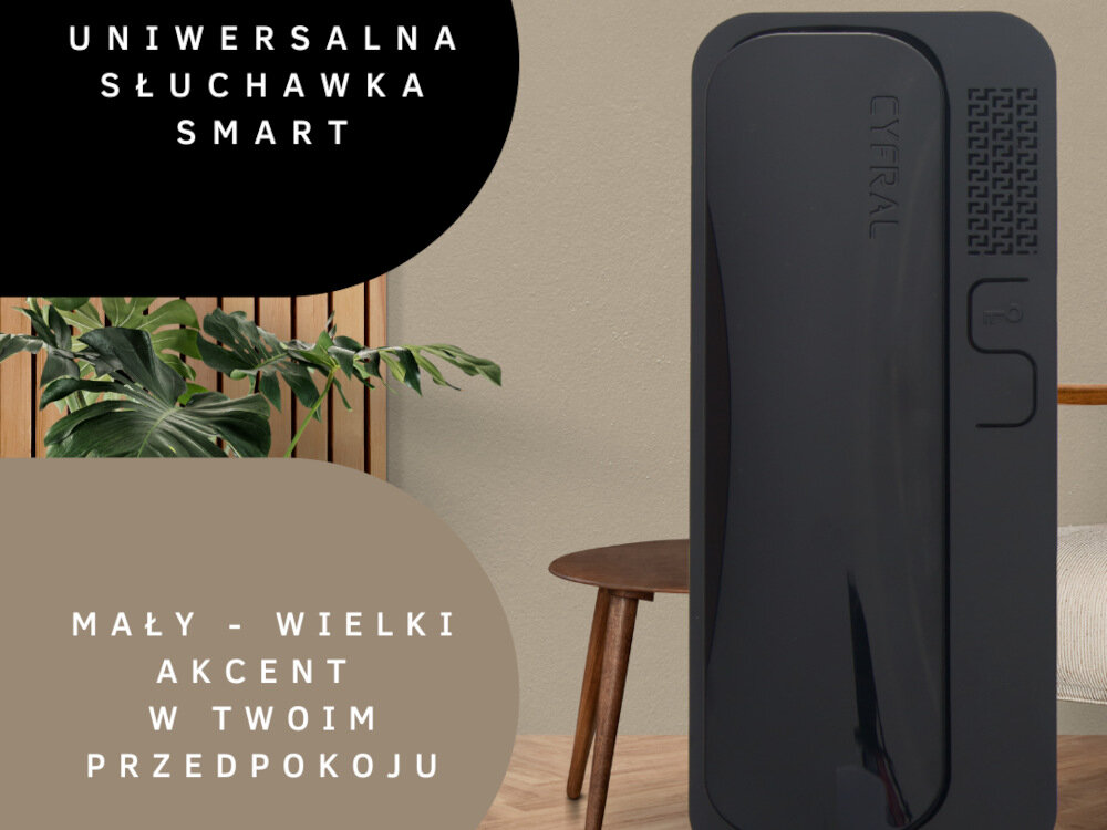 Unifon CYFRAL Smart Szaro-biały natynkowy zasilanie z centrali domofonowej przewody nie wymagaja lutowania obudowa montowana na zatrzaski klasyczny wyglad niewielkie wymiary 198 x 84 x 34 mm