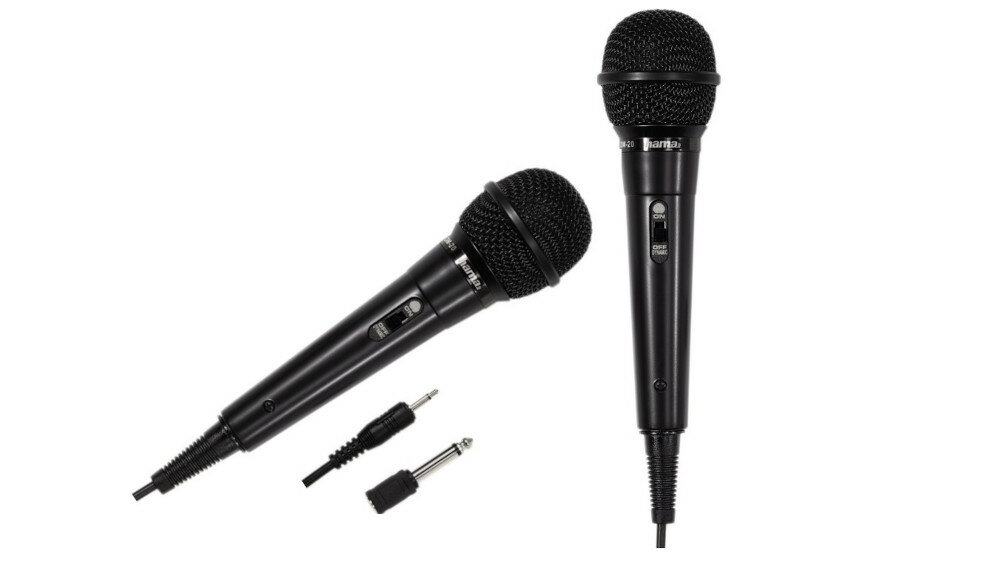Mikrofon HAMA DM-20 - wytrzymałość karaoke zasilanie dynamika odporność znajomi rodzina śpiew