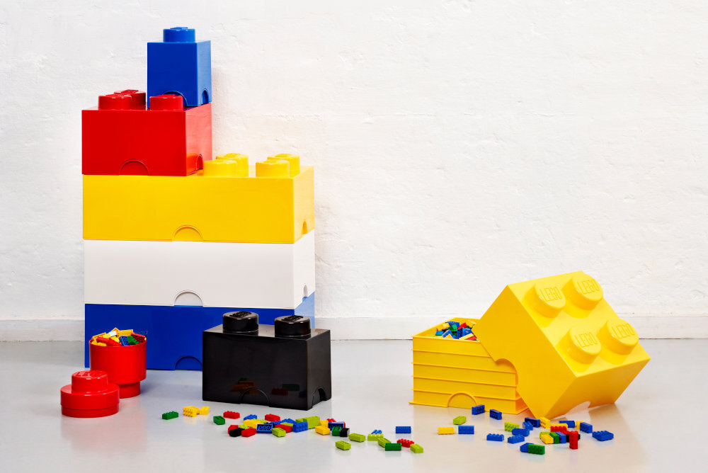 Zestaw pojemników na LEGO klocek Multi-Pack 3w1 Wielokolorowy 40140001 (3 szt.) pojemnik wyglad